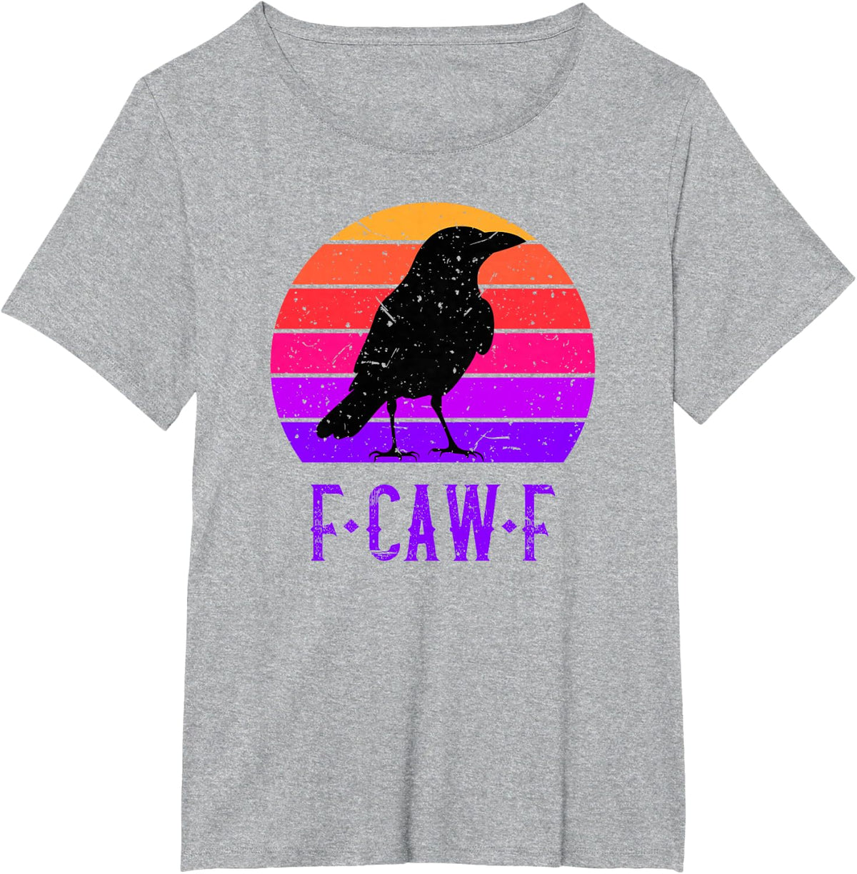 F-Caw-F Black Crow Black Bird Retro Sunset Vintage F-Caw-F T-Shirt