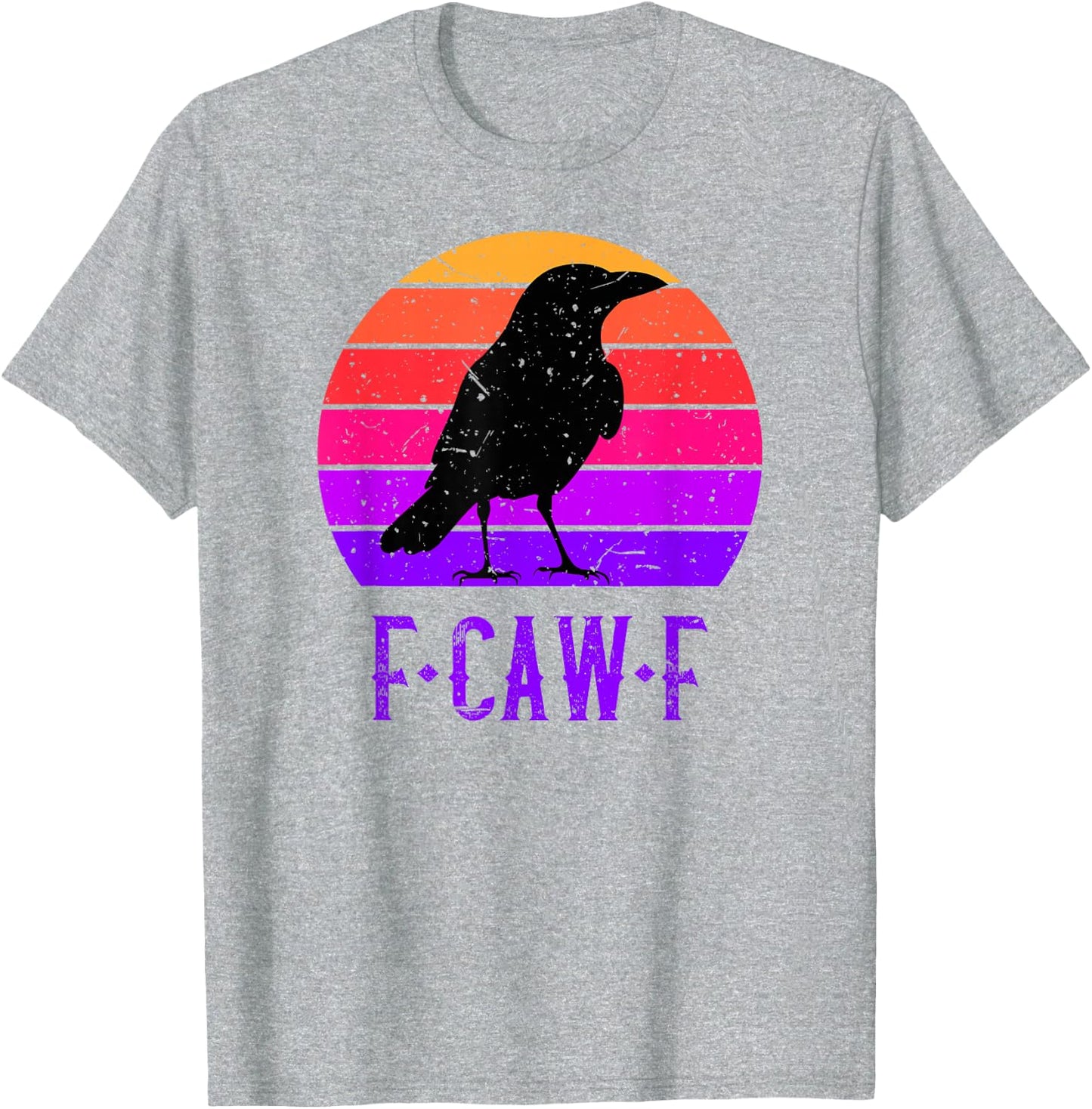 F-Caw-F Black Crow Black Bird Retro Sunset Vintage F-Caw-F T-Shirt