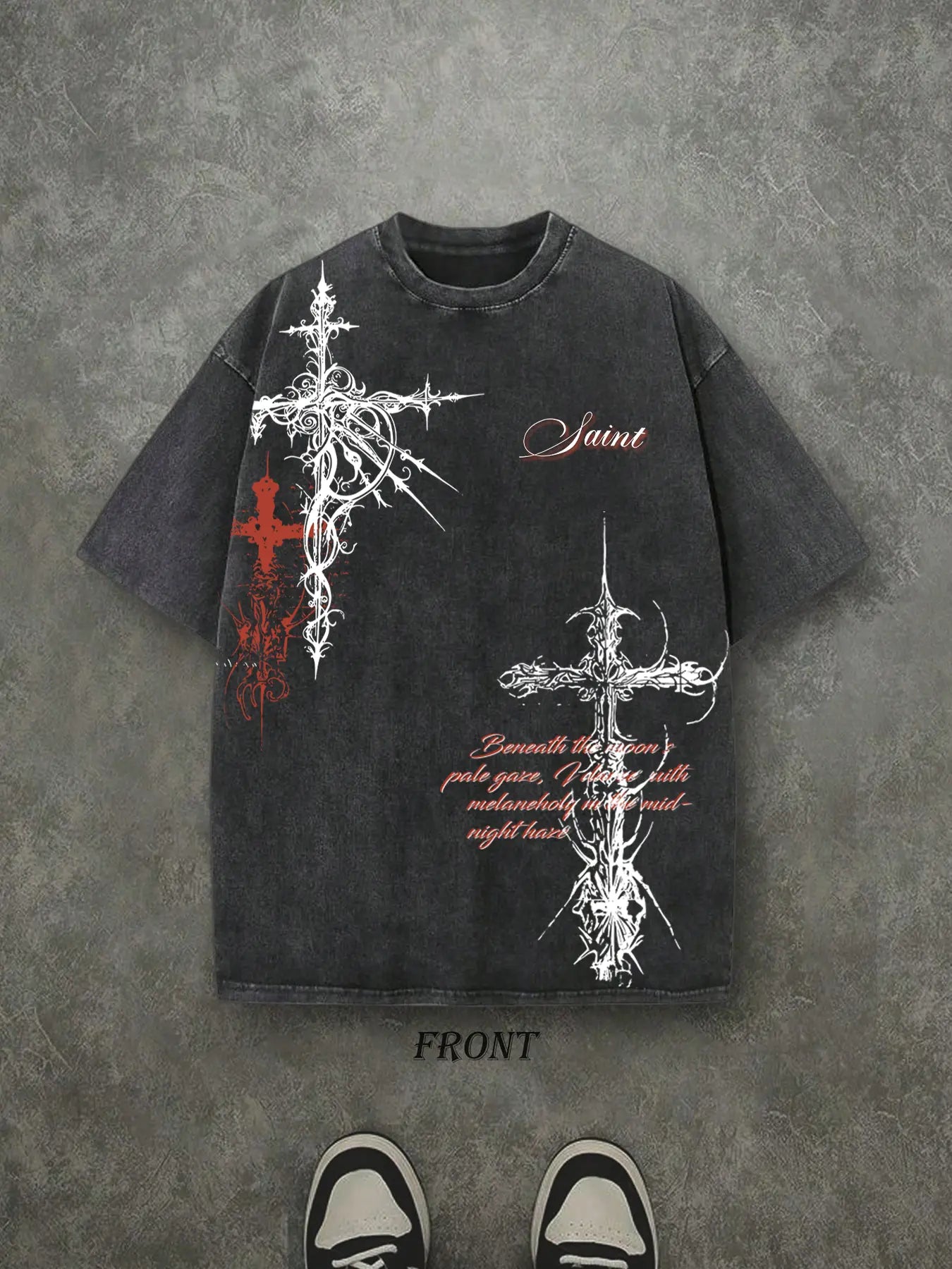 Men's Washed Cotton Short Sleeve T-Shirt, Gothic Letter Print, Casual Summer Top, Comfortable and Stylish, Perfect for Daily Wear