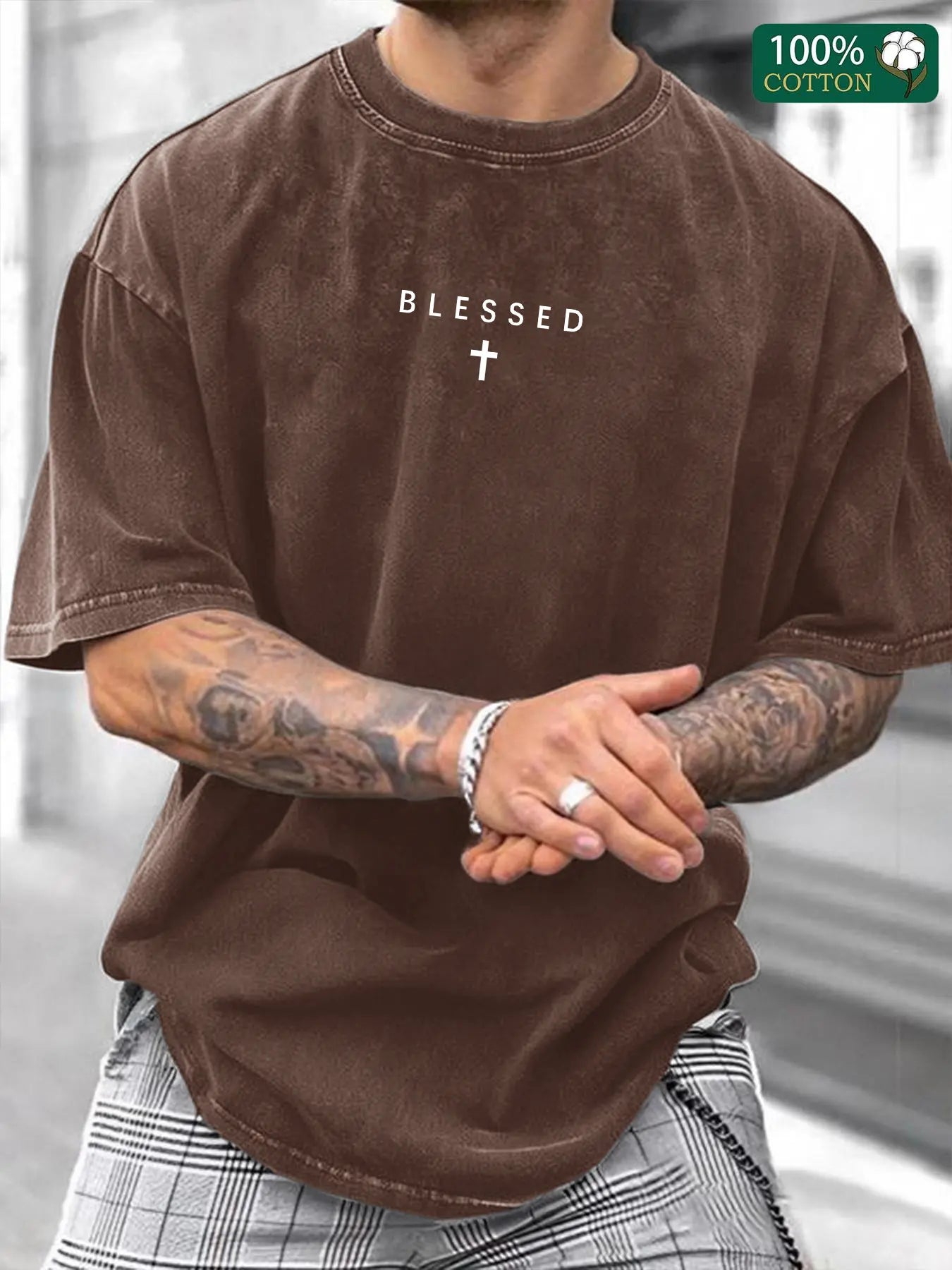 Men's Short Sleeve T-Shirt, Long, Graphic Print, American Vintage Washed Cotton, Street Dance Fashion, Streetwear, Casual Fit, Summer Wear, Fitted