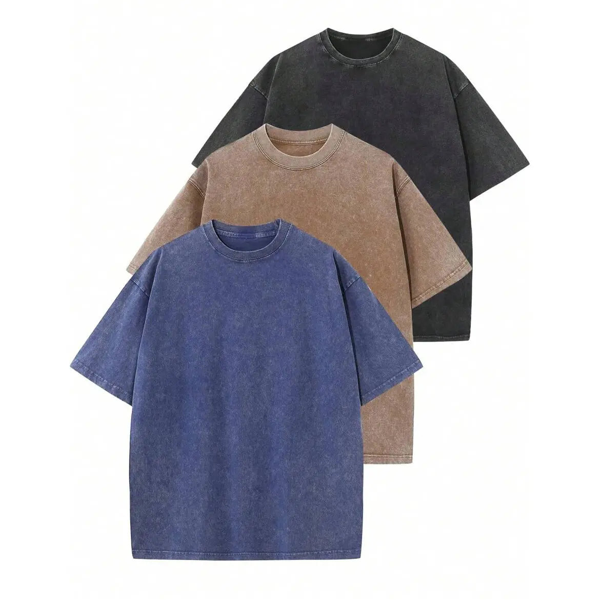 3Pack Unisex heavyweight washed cotton T-shirt, loose drop-shoulder, vintage street style summer casual tee (available in 3-pack and single pack options) Streetwear Distressed Stylish Menswear.men's wear flash sale.summervibes