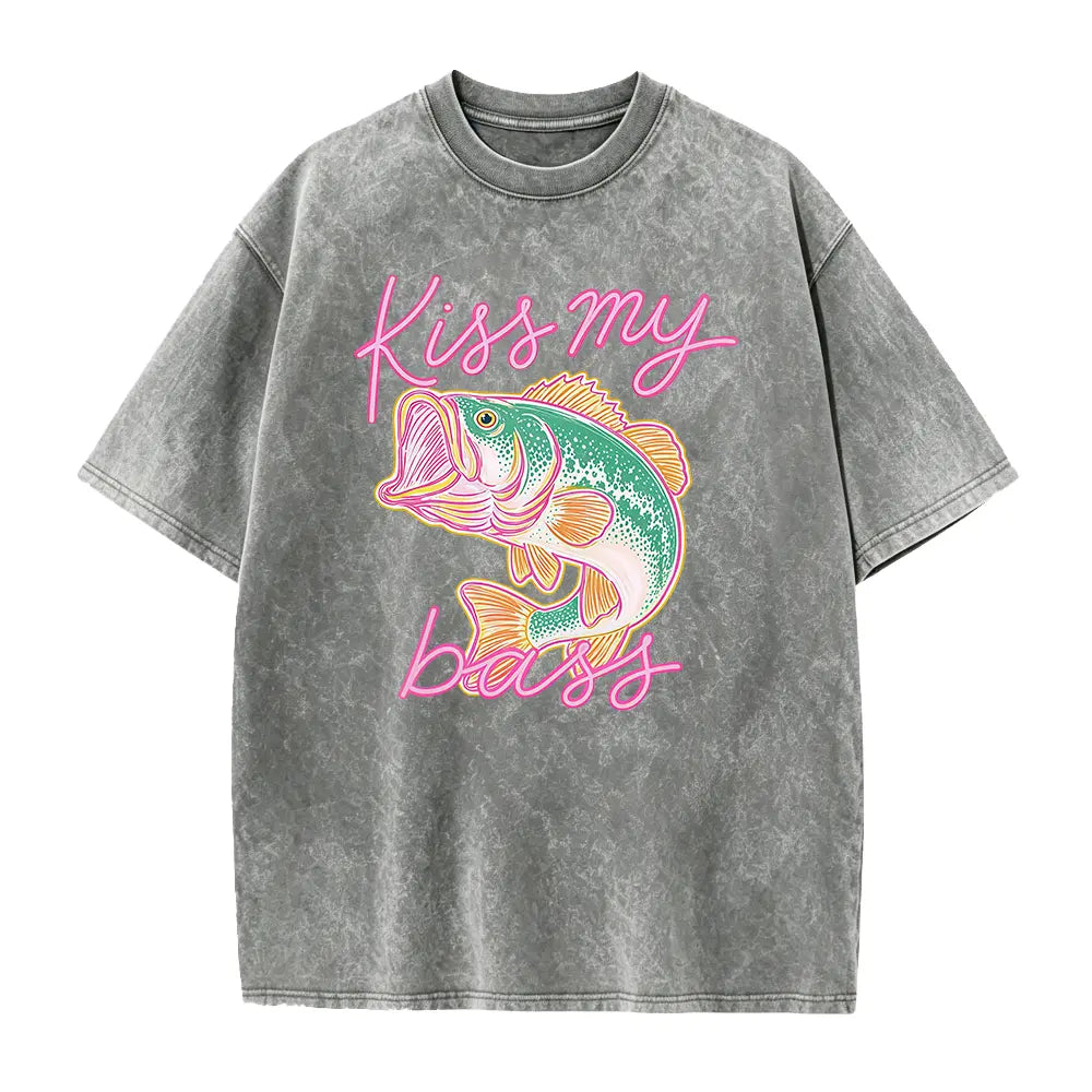Kiss My Bass Fish T-Shirt, Beach Tee, Preppy Vibes Shirt