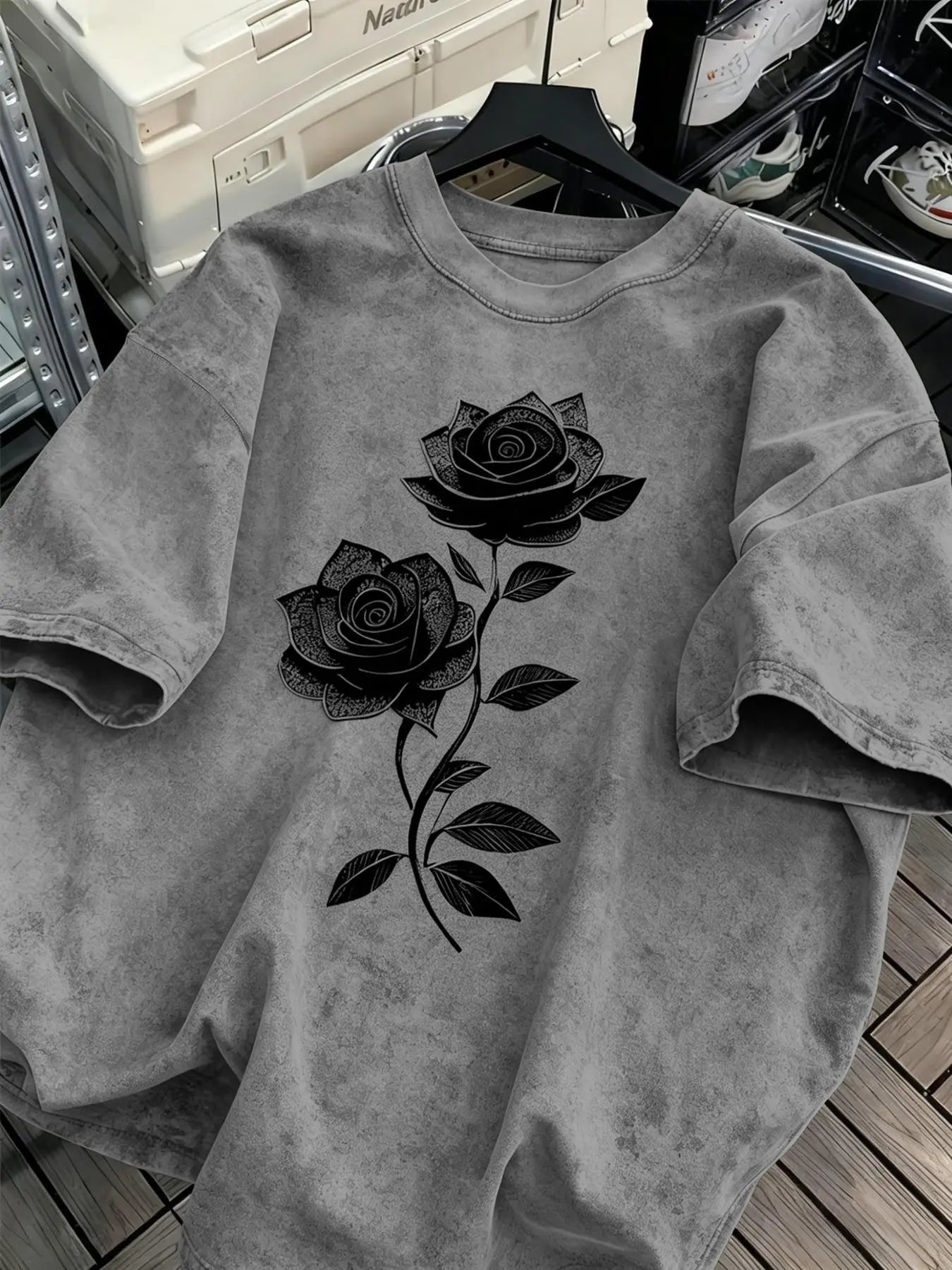 Unisex Y2K Floral Print Washed Cotton Short Sleeve T-Shirt, Casual Fashion Top for Men and Women, Comfortable Summer Wear