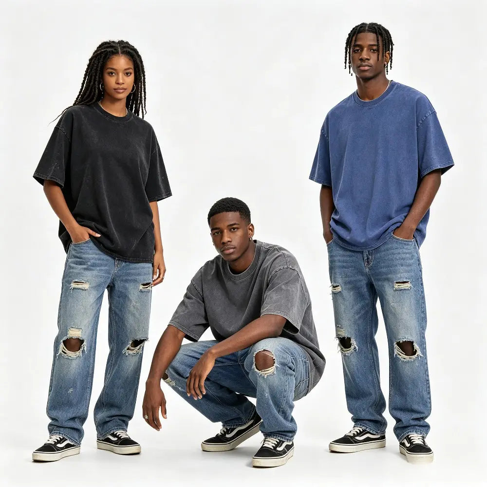 Men's 4/5 Pack Oversized Washed Cotton T-Shirts, Loose Fit Crew Neck Short Sleeve Tees for Streetwear, Travel, Gym, Daily Wear & Summer